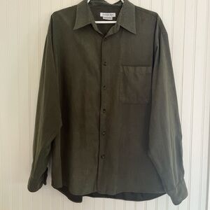 Chereskin Green Suede-feel Button Down Shirt Men’s L Soft Western